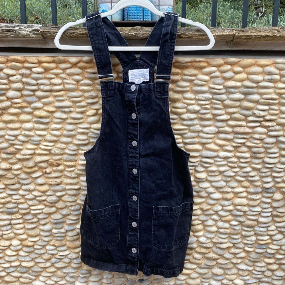 Sky & Sparrow Women's Blue Corduroy Sleeveless Button Front Jumper Dress S EUC